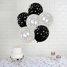 20入組黑白星形橡膠氣球,適用於女孩和男孩嬰兒派對、生日派對、婚禮、氦氣球裝飾 - 黑與白 - 查看 2