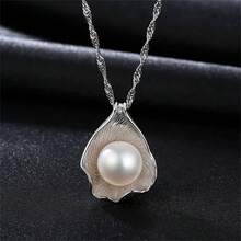 Huge Tomato 1 Pair Of White/Grey Unique Freshwater Pearl (8-8.5mm) Necklace With S925 Sterling Silver Pendant For Female Wedding Jewelry Bridal Jewelry - White - View 1