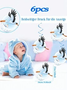 1入組螺旋鸛鳥加上6入組新生兒禮物,適用於臨盆派對裝飾,迎接新生兒歸家裝飾(男孩用)