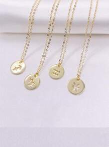 FOREVER QUEEN 925純銀黃道幣頸鍊圓盤12星座占星術名錄14k鍍金吊墜個性化項鍊女生禮物