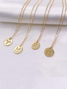 FOREVER QUEEN 925純銀黃道幣頸鍊圓盤12星座占星術名錄14k鍍金吊墜個性化項鍊女生禮物