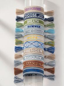 Vòng đeo tay bện đồ họa chữ - Nhiều màu - Xem 1