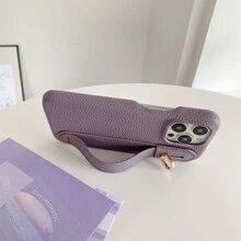 1 Ốp lưng điện thoại bảo vệ màu trơn có chân đế bằng da PU vân vải tương thích với Apple IPhone 16 15 14 Plus 13 12 11 Pro Max, Galaxy S21 FE S22 S23 S24 S25 Plus Note 20 Ultra A52 A53 A54, Pixel 4 XL, Edge 30, Xperia 10 IV - Màu tím - Xem 7