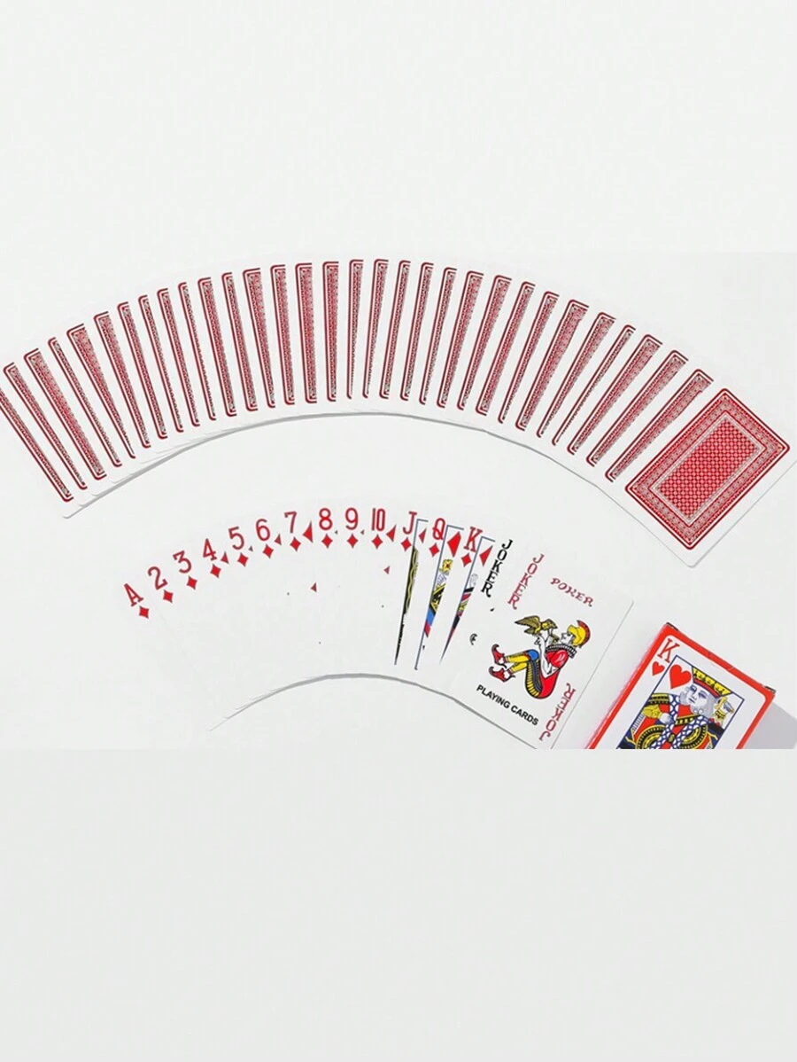 1 Deck Of Creative Red Paper Playing Cards For 21, Euchre, Canasta Card Games, Grade, Large Index - 1 deck of cards - View 1
