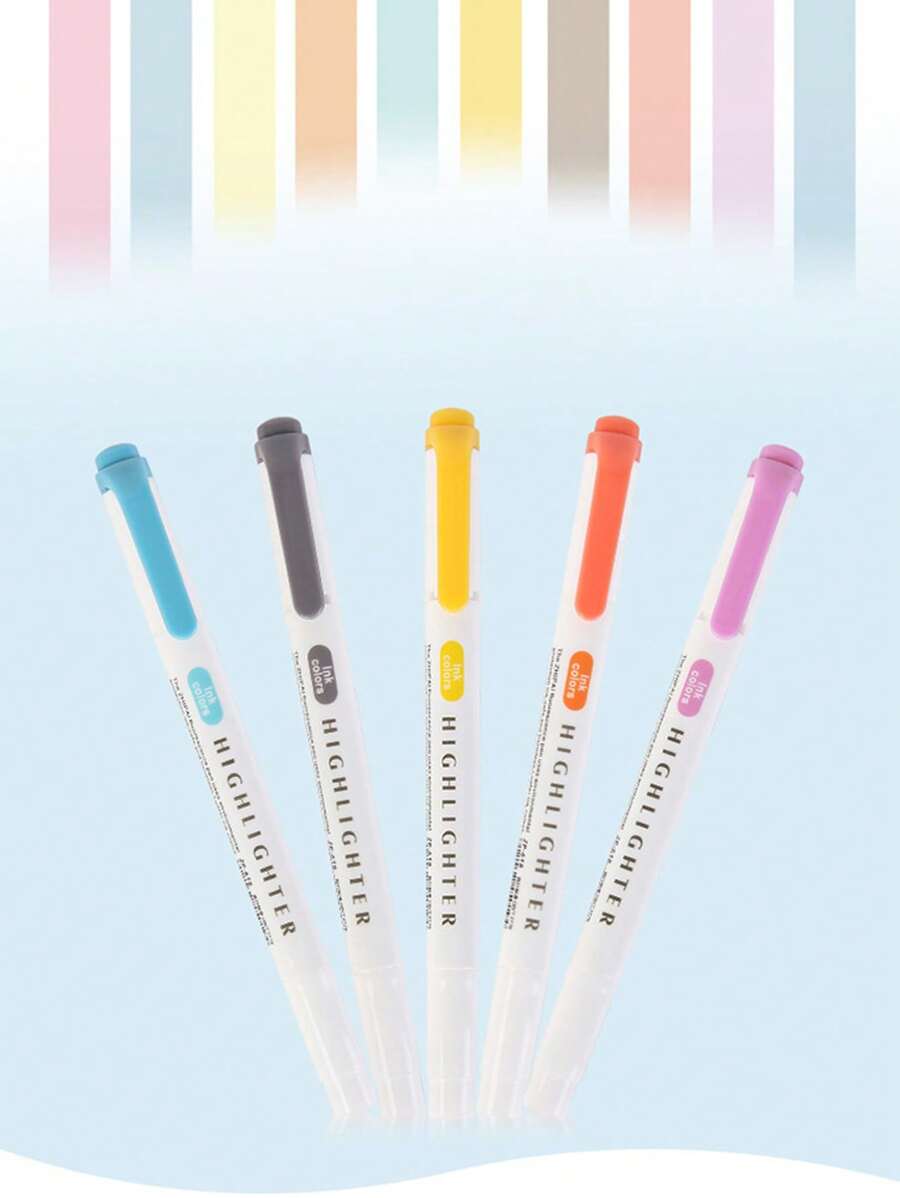 5 Colors/box Double Headed Highlighter Pen Set Fluorescent Markers