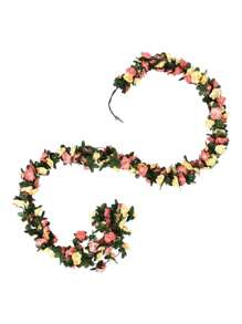 1 Guia de flor artificial rosa con 45 flores color alazar 2.4m - Multicolor - Ver 3