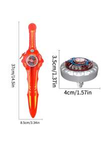 [versión Única] Espada Beyblade + 2 Beyblades Parpadeantes (potencia De Retroceso, Metal Resistente A Los Golpes, Luz Cambiante De Color Degradado, Competencia Hábil, Lanzamiento Por Presión, Apariencia Fresca, Giroscopio Actualizable, Relieve En 3d, Carcasa Con Textura, Cojinete Giratorio) - Azul - Ver 8