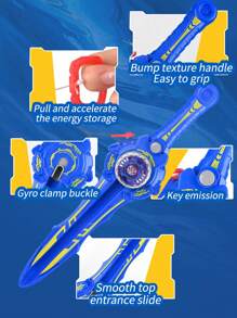 [versión Única] Espada Beyblade + 2 Beyblades Parpadeantes (potencia De Retroceso, Metal Resistente A Los Golpes, Luz Cambiante De Color Degradado, Competencia Hábil, Lanzamiento Por Presión, Apariencia Fresca, Giroscopio Actualizable, Relieve En 3d, Carcasa Con Textura, Cojinete Giratorio) - Azul - Ver 6