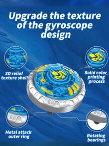 [versión Única] Espada Beyblade + 2 Beyblades Parpadeantes (potencia De Retroceso, Metal Resistente A Los Golpes, Luz Cambiante De Color Degradado, Competencia Hábil, Lanzamiento Por Presión, Apariencia Fresca, Giroscopio Actualizable, Relieve En 3d, Carcasa Con Textura, Cojinete Giratorio) - Azul - Ver 2