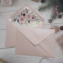 10 件装浅粉色矩形信封，内衬花朵，用于婚礼请柬 - 彩色 - 查看 5