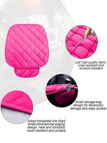 2入組前排玫瑰色絨毛汽車座墊 - 玫紅色 - 查看 4