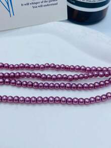 2 Sợi Ngọc trai Giả & Nướng Sơn mài Hạt thủy tinh Đối với DIY Thủ công Kết cườm Làm đồ trang sức - Màu tím - Xem 3