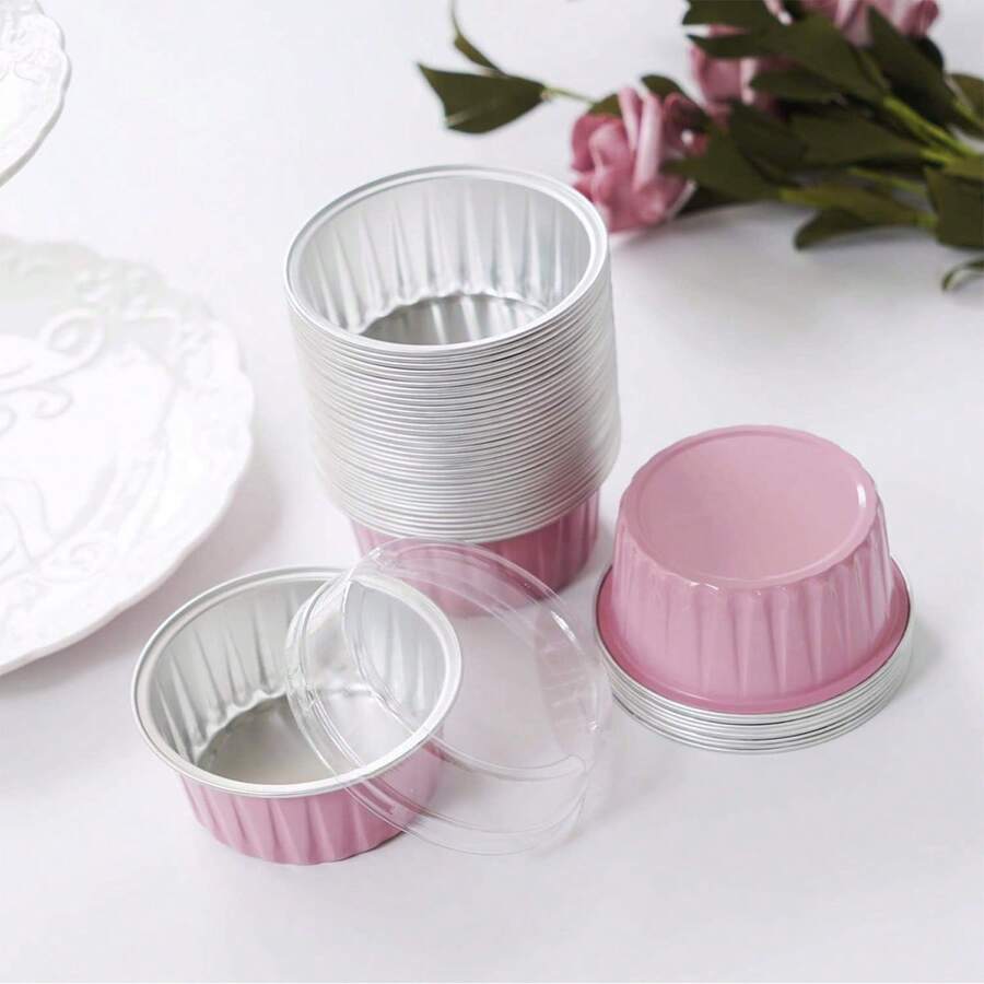 Foil Baking Cups, 20pcs 5oz/125 Ml Muffin Liner With Lid, Aluminum Foil