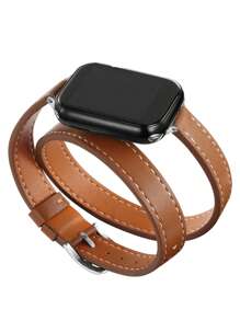 1 Stück Apple Watch Armband Braun, elegantes und modisches doppellagiges Lederarmband in Braun für Damen, kompatibel mit Apple Watch Armband 38mm/40mm/41mm/42mm/44mm/45mm/49mm. Geeignet für Apple Watch Band Ultra/Se/9/8/7/6/5/4/3/2/1, doppellagiges Uhrenarmband, Apple Watch Zubehör einfarbiges Armband im Street-Style. Apple Watch Armband in Smart Watch Band. Apple Watch Serie Herbst