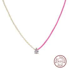 Moonmory 一件時尚真正 925 純銀紅繩吊墜項鍊女式熱藍色繩滴水水晶項鍊首飾聖誕禮物圓形寶石 18k 鍍金 - 圓形寶石 18K 鍍金 - 查看 25