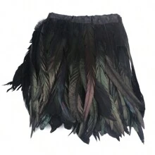 1入1碼,91cm長,25-30cm寬的公雞流蘇裝飾,適用於服裝裝飾、嘉年華、diy手工藝品、手工照片攝影棚 - 黑色 - 查看 1