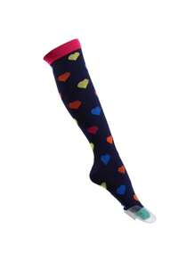 Sports Outdoor 1 Pair Outdoor Sports Compression Socks, Fitness Compression Socks, Autumn & Winter Elasticity Socks, Long Tube Socks, Quick-Drying And Breathable With Good Elasticity, Heart-Shaped Pattern - Multicolor - View 9