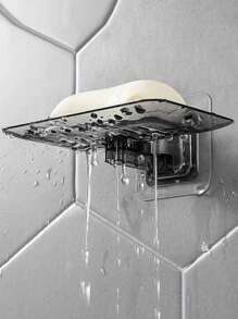 1個透明無痕肥皂盤,壁掛式水晶肥皂盤,無衝擊肥皂盤,防滴肥皂盤 - 灰色 - 查看 2