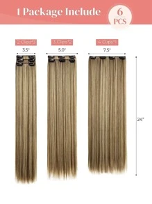 夾式接發、接發粗長蕾絲緯紗輕質合成假髮女式巧克力棕色帶金色金色亮點 - 彩色 - 查看 5