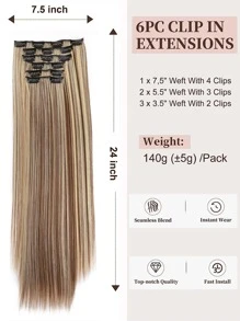 夾式接發、接發粗長蕾絲緯紗輕質合成假髮女式巧克力棕色帶金色金色亮點 - 彩色 - 查看 6