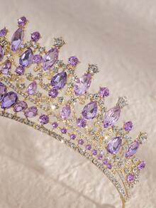 1pc Women'S Classic Fashionable Aligned Color Rhinestone Bridal Wedding Crown Headband For Prom Party - Multicolor - View 5