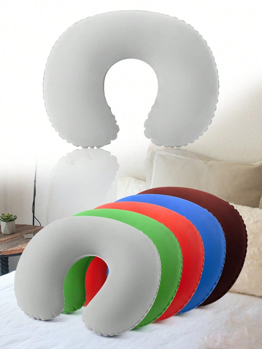 1pc Inflatable Travel Pillow U-Shaped Neck Pillow For Car And Airplane ...