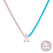 Moonmory 一件時尚真正 925 純銀紅繩吊墜項鍊女式熱藍色繩滴水水晶項鍊首飾聖誕禮物圓形寶石 18k 鍍金 - 圓形寶石 18K 鍍金 - 查看 27