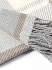 優雅1入組男女通用多色格紋圍巾，秋冬季保暖百搭，適合學生日常使用 - 彩色 - 查看 3