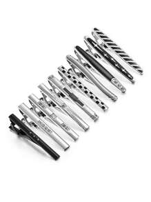 Eight Piece Set Of Classic Silver Tie Clips And Tie Pins, Suitable For Men's Daily Wear - Silver - View 1