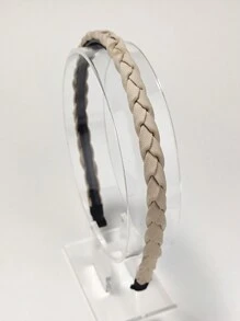 1入組簡約風編織塑膠髮箍帶防滑薄邊適合女士日常穿著 - 米色 - 查看 2