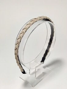 1入組簡約風編織塑膠髮箍帶防滑薄邊適合女士日常穿著 - 米色 - 查看 3