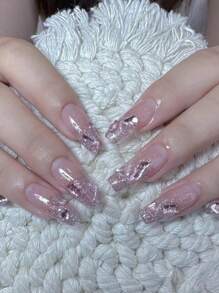 100 颗浅粉色平底树脂水钻，各种几何形状，如星形、月亮形、椭圆形、水滴形和 S 形，美甲配件，适合法式风格、节日、婚礼、少女 DIY 指甲饰品指甲宝石美甲用品指甲 - 粉色 - 查看 4