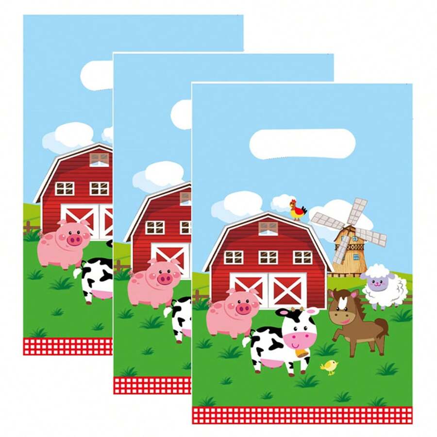 50pcs Farm Animal Cow Gift Bags, Candy Bag With Cute Cow, Pig And Horse Design, Ideal For Children's Birthday, Family Gathering Gift Bag,Christmas Valentine Day