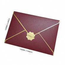 5pcs 250G Thick Burgundy Rectangle Wedding Invitation Envelope With Gold Foil Lines 195X135MM Gift Bag - Multicolor - View 3