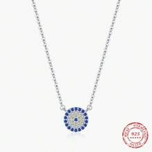 S925純銀靈眼配透明立方氧化鋯水滴項鍊,女士首飾禮物祝福之選,精緻禮物/禮品 - 銀色 - 查看 1