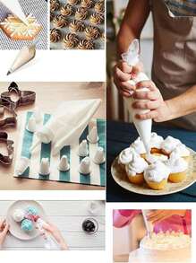 100入組/套烤糕點裝飾包在大,中等的和小尺寸 - 白色 - 查看 2
