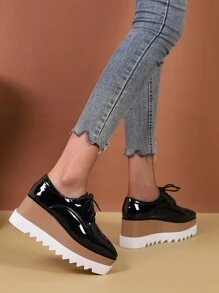 女士时尚优雅系带牛津鞋，厚底高帮