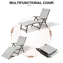 Outdoor Aluminum Folding Chaise Lounge Chair Set of 3 - Light Grey - View 4