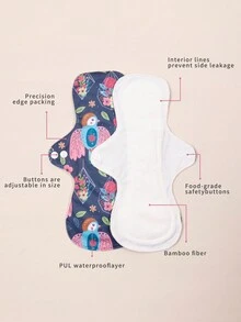 2 PIEZAS Toallas sanitarias reutilizables para niña con diseño de arcoíris de fibra de bambú de 18*30cm - Multicolor - Ver 2