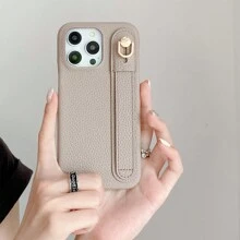 Ốp điện thoại da PU màu trơn vân vải, 1 chiếc, kèm dây đeo cổ tay, chống sốc, bảo vệ toàn diện, tương thích với iPhone 16 15 14 Plus 13 12 11 Pro Max, Galaxy S21 FE S22 S23 S24 S25 Plus Note 20 Ultra A52 A53 A54, Pixel 4 XL, Edge 30, Xperia 10 IV, chống nước, chống rơi, chống trầy xước, quà tặng kỷ niệm mùa xuân. - Xám - Xem 9