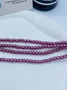 2 Sợi Ngọc trai Giả & Nướng Sơn mài Hạt thủy tinh Đối với DIY Thủ công Kết cườm Làm đồ trang sức - Màu tím - Xem 1