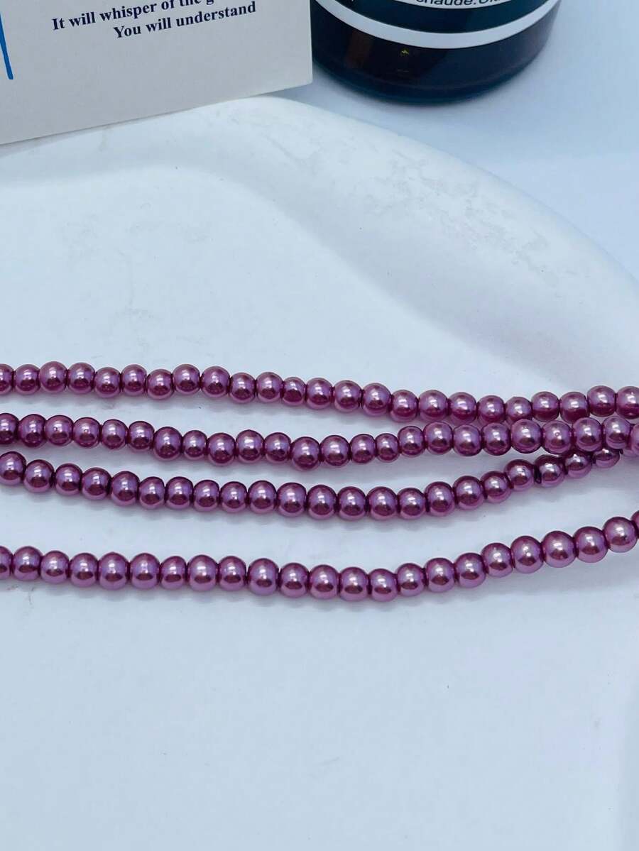 2 Sợi Ngọc trai Giả & Nướng Sơn mài Hạt thủy tinh Đối với DIY Thủ công Kết cườm Làm đồ trang sức - Màu tím - Xem 1