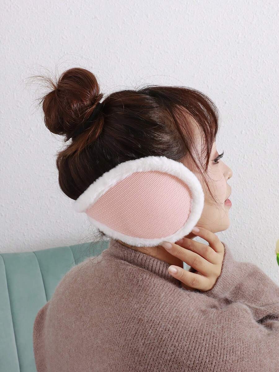 1 chiếc bịt tai ấm áp và dày dặn (đeo sau lưng) màu hồng, thích hợp cho các hoạt động ngoài trời và hàng ngày - Hồng - Xem 1