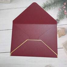 5pcs 250G Thick Burgundy Rectangle Wedding Invitation Envelope With Gold Foil Lines 195X135MM Gift Bag - Multicolor - View 5