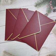 5pcs 250G Thick Burgundy Rectangle Wedding Invitation Envelope With Gold Foil Lines 195X135MM Gift Bag - Multicolor - View 2