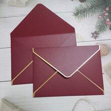 5pcs 250G Thick Burgundy Rectangle Wedding Invitation Envelope With Gold Foil Lines 195X135MM Gift Bag - Multicolor - View 6