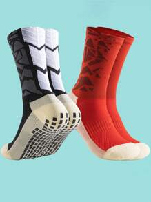 FLSHMCEN 2雙男式足球襪，配有防滑襪子墊，適用於足球籃球運動 - 彩色 - 查看 2