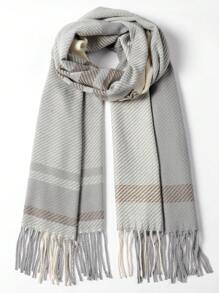 優雅1入組男女通用多色格紋圍巾，秋冬季保暖百搭，適合學生日常使用 - 彩色 - 查看 1