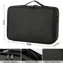 1 件旅行化妆旅行箱专业化妆箱大容量化妆盒化妆刷收纳盒便携式艺术家收纳包带可调节隔板和肩带黑色