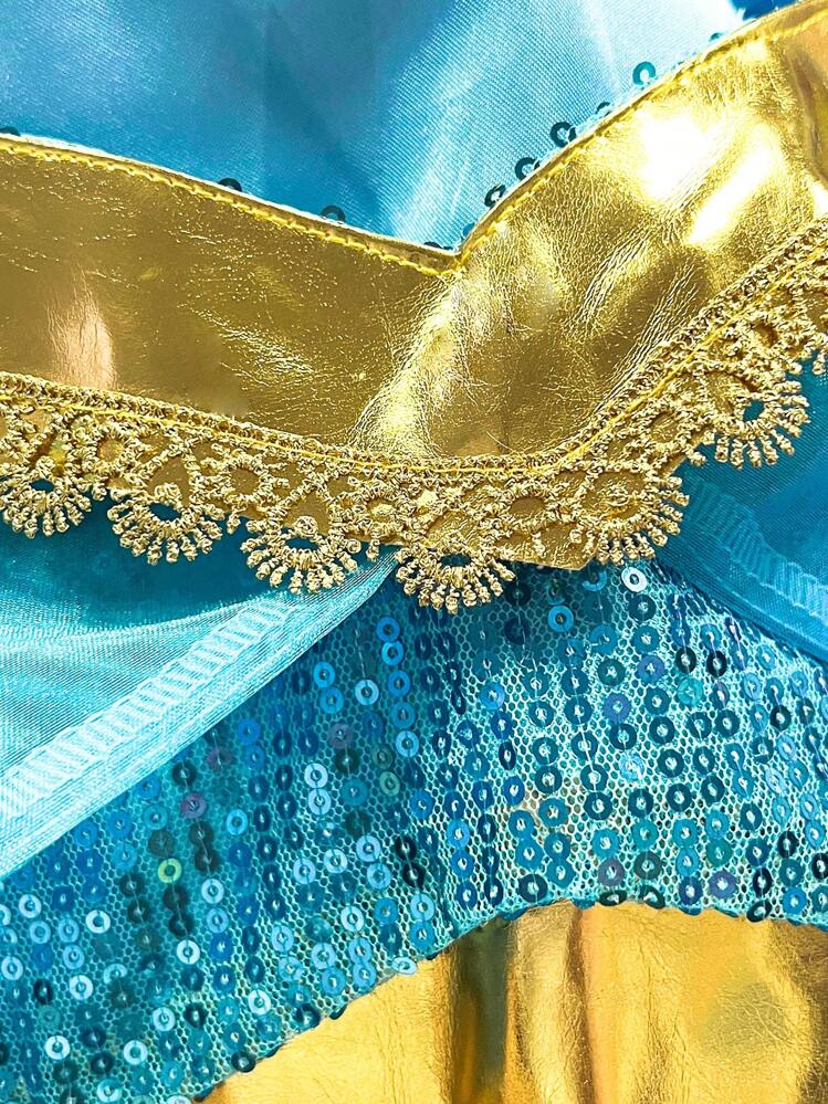 少女时尚派对上衣和裤子套装 - 藍色 - 查看 7